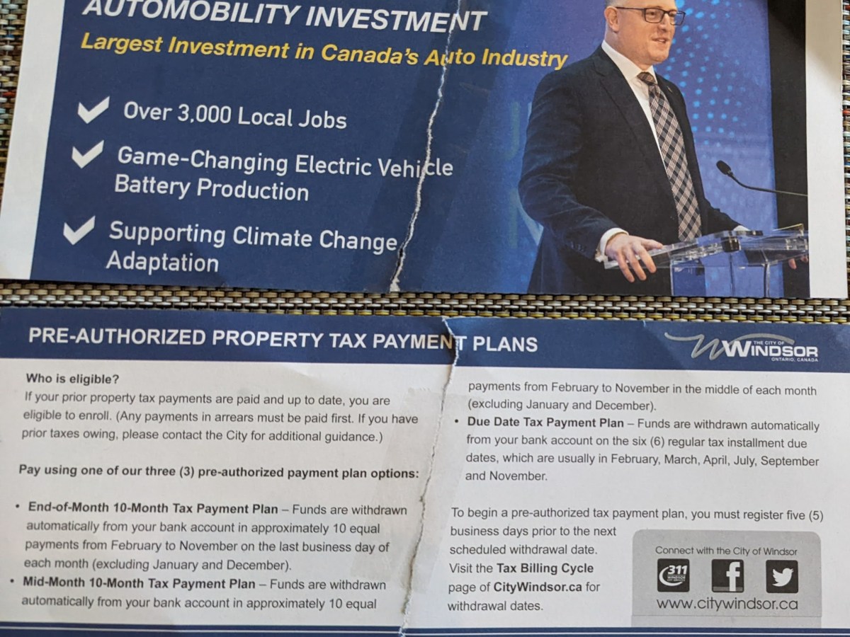 CBC Windsor: Windsor mayor stands by promotional insert sent with tax&nbsp;bills
