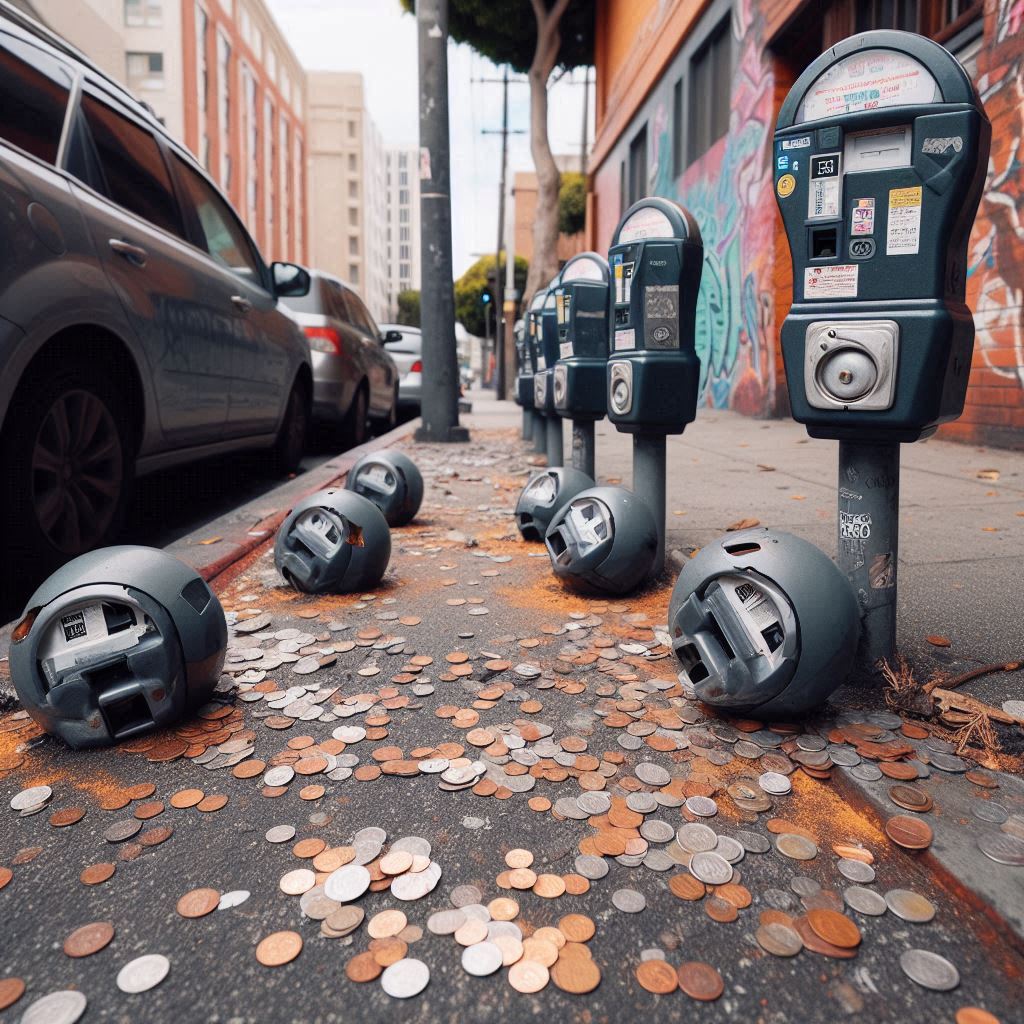 Broken Parking Meters (Image Created from Designer. Powered by DALL·E 3)